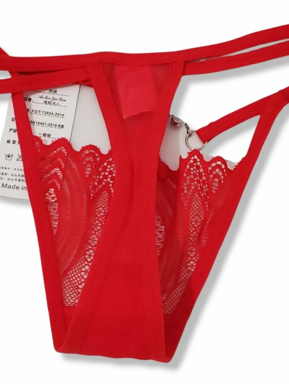 Red Lace Strappy Thong Panty